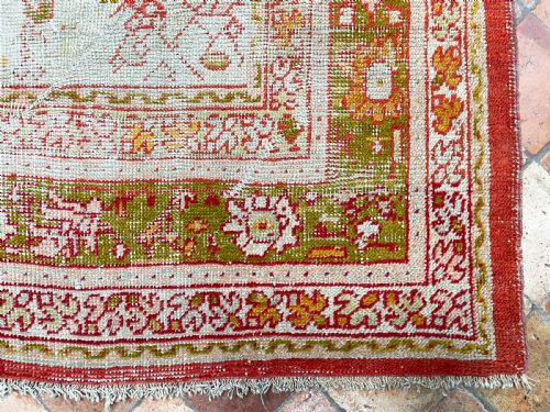 DISTRESSED ANTIQUE USHAK CARPET - ADDITIONAL PHOTO 11