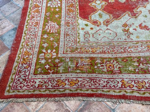 DISTRESSED ANTIQUE USHAK CARPET - ADDITIONAL PHOTO 12