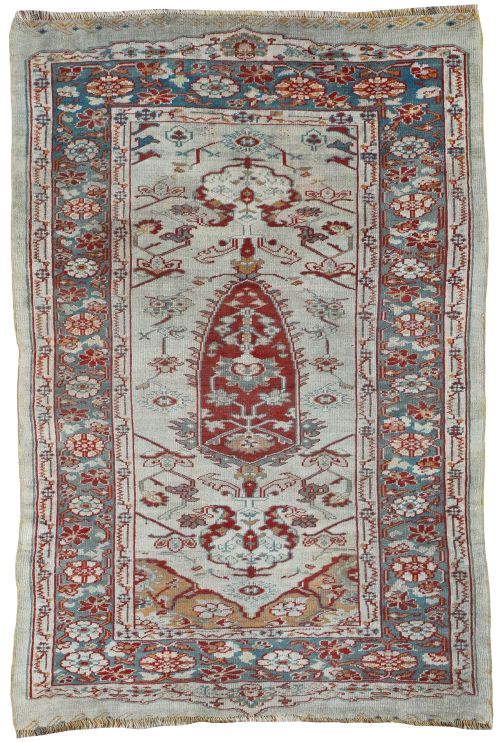rare cypress tree antique ushak rug - CATEGORY: ANTIQUE RUGS - DATED 1880