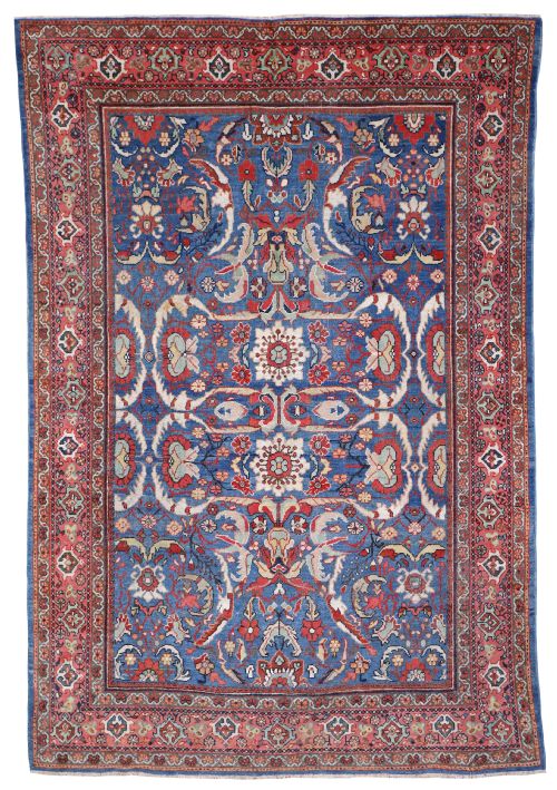 rare pale blue antique mahal carpet - CATEGORY: ANTIQUE RUGS - DATED 1880