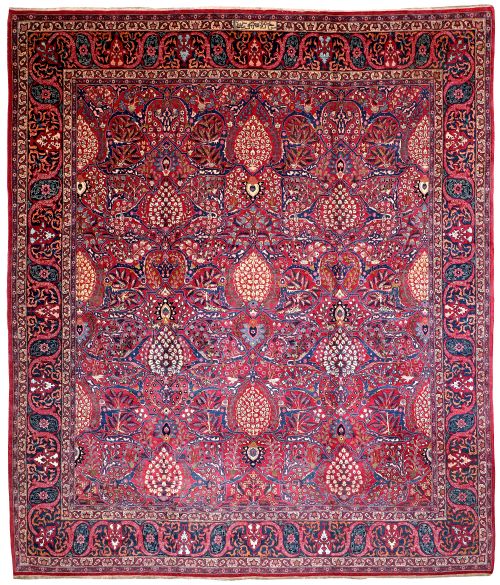rare antique tehran carpet - CATEGORY: ANTIQUE RUGS - DATED 1900