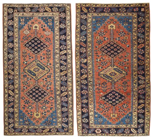 rare pair of antique heriz rugs - CATEGORY: ANTIQUE RUGS - DATED 1890