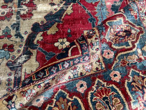 ANTIQUE SILK SENNEH RUG - ADDITIONAL PHOTO 7
