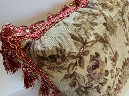 ANTIQUE AUBUSSON CUSHION - ADDITIONAL PHOTO 1