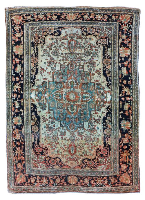 distressed mohtasham rug - CATEGORY: ANTIQUE RUGS - DATED 1890