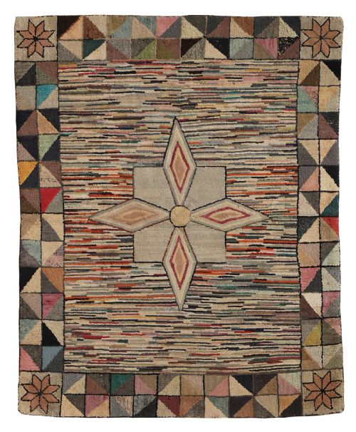 american hooked rug - CATEGORY: ANTIQUE RUGS - DATED 1920