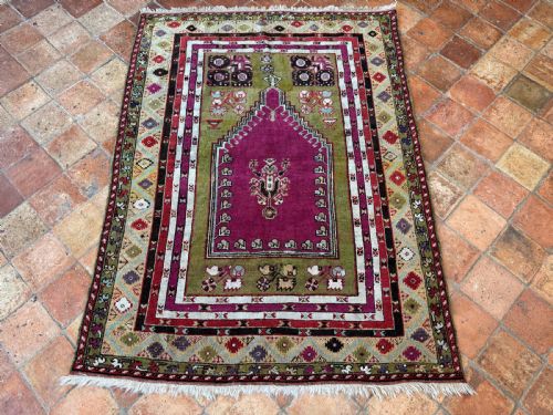 ANTIQUE KIRSHEHIR PRAYER RUG - ADDITIONAL PHOTO 1