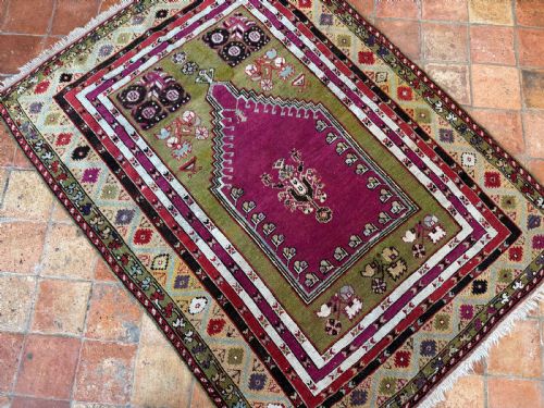 ANTIQUE KIRSHEHIR PRAYER RUG - ADDITIONAL PHOTO 5