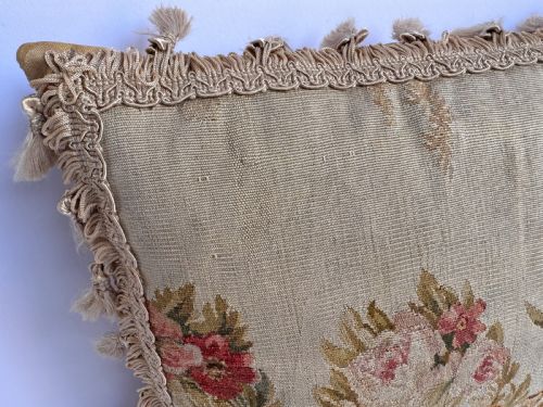 ANTIQUE AUBUSSON CUSHION - ADDITIONAL PHOTO 2