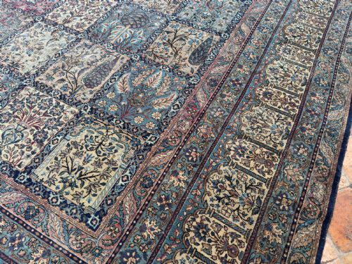DISTRESSED ANTIQUE KIRMAN CARPET - ADDITIONAL PHOTO 3