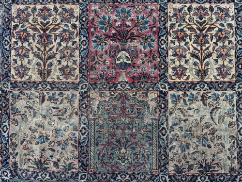 DISTRESSED ANTIQUE KIRMAN CARPET - ADDITIONAL PHOTO 4