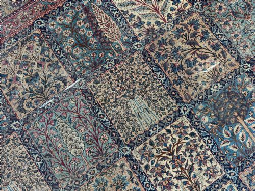DISTRESSED ANTIQUE KIRMAN CARPET - ADDITIONAL PHOTO 8