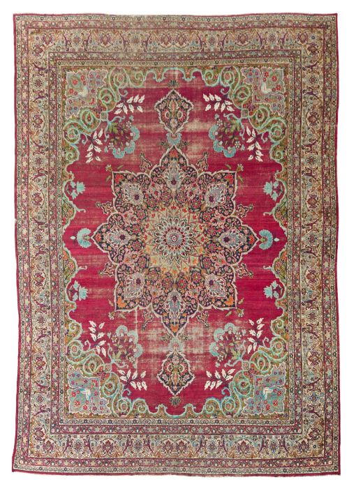 Distressed Antique Kirman Carpet