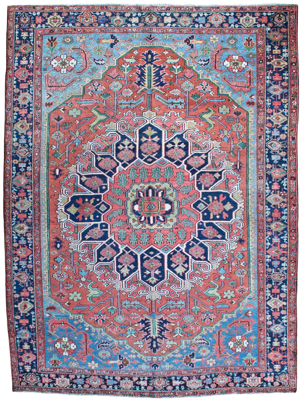 Antique Heriz carpet, Persian, rare small size