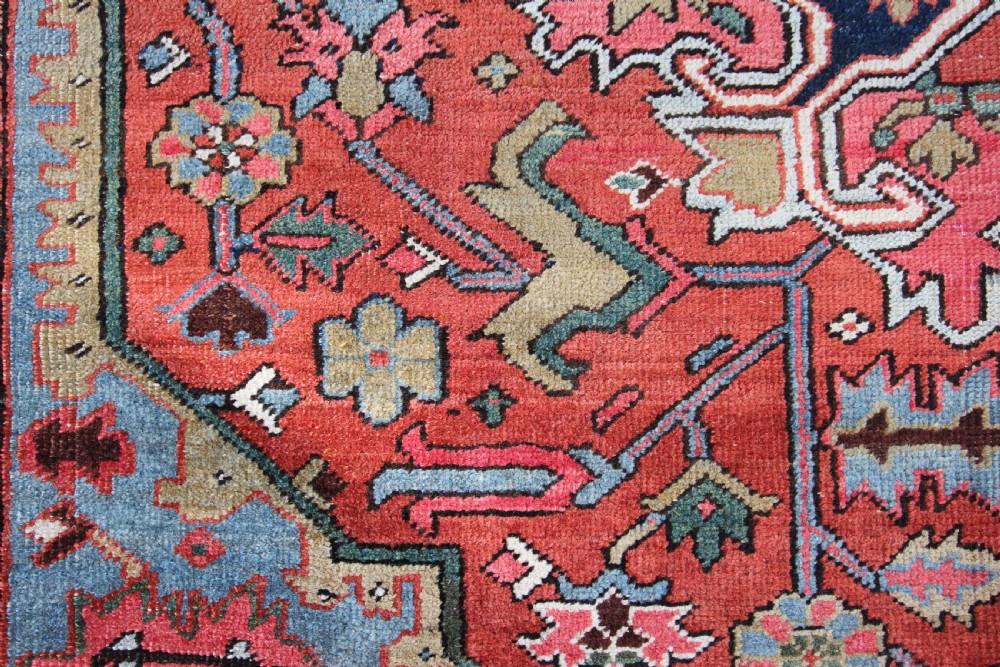 Antique Heriz carpet, Persian, rare small size View III