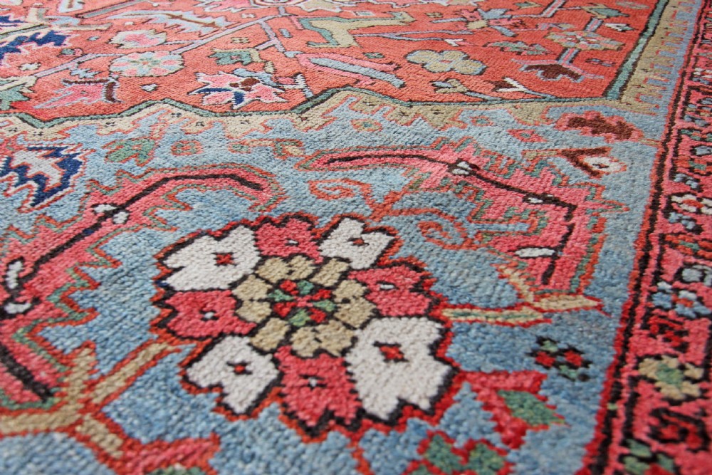 Antique Heriz carpet, Persian, rare small size View IV