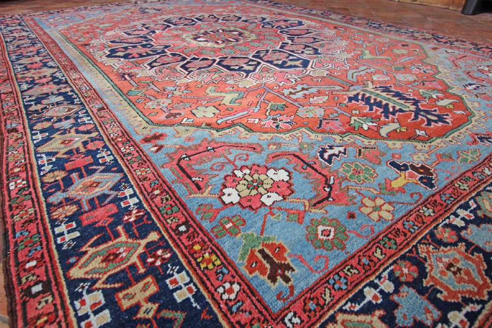 Antique Heriz carpet, Persian, rare small size View V