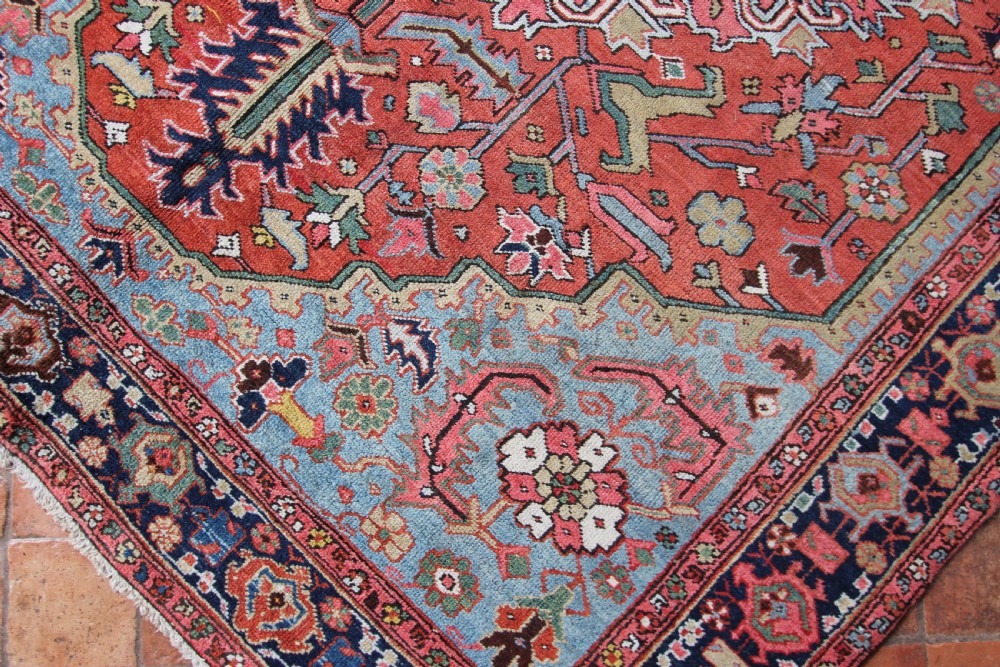 Antique Heriz carpet, Persian, rare small size View VII