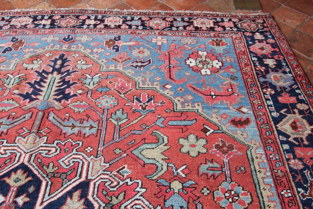 Antique Heriz carpet, Persian, rare small size View IX