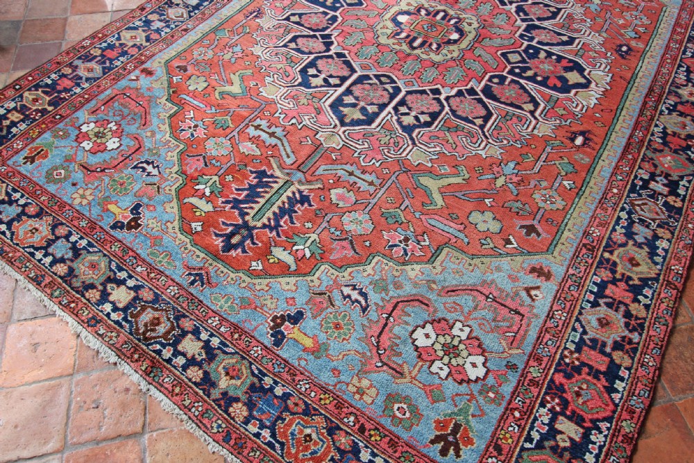 Antique Heriz carpet, Persian, rare small size View X
