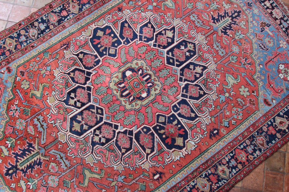 Antique Heriz carpet, Persian, rare small size View XI