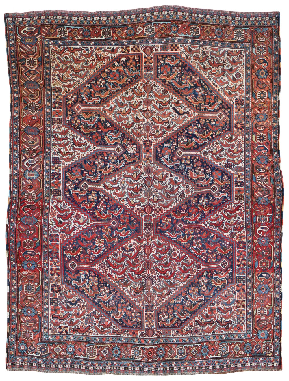 Antique Khamseh 'Chicken' rug, Southern Persia