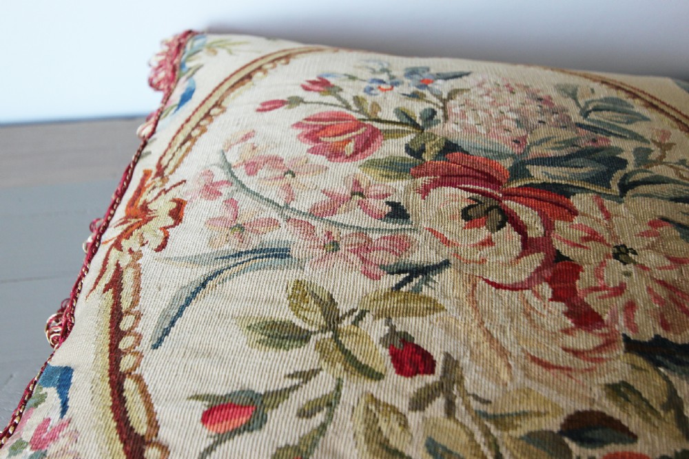 Antique Aubusson cushion, France View III