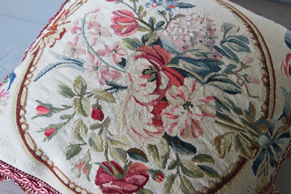 Antique Aubusson cushion, France View IV