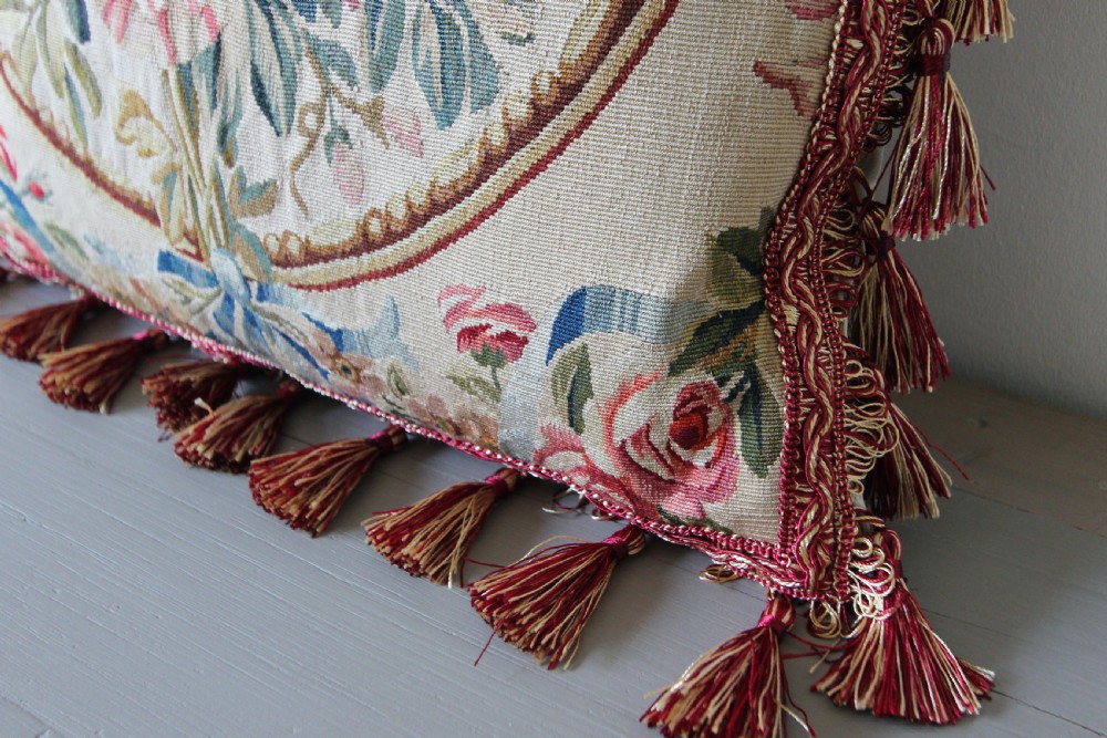 Antique Aubusson cushion, France View V