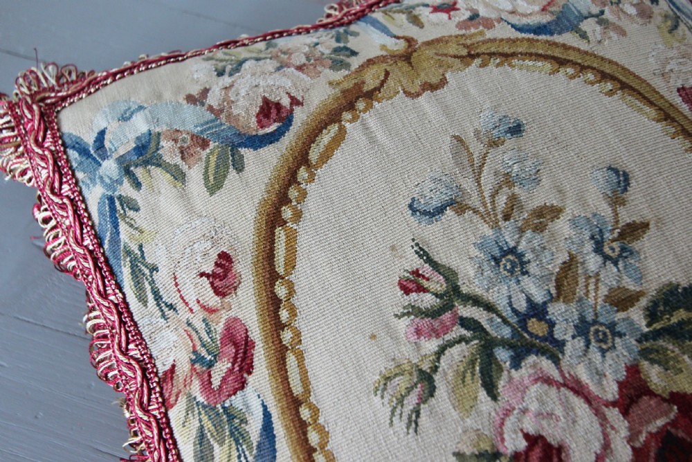 Antique Aubusson cushion, France View III