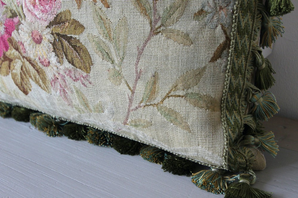 Antique Aubusson cushion, France View III