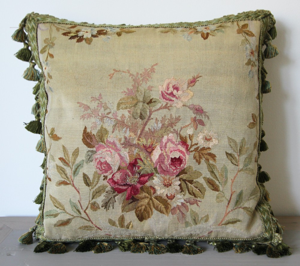 Antique Aubusson cushion, France
