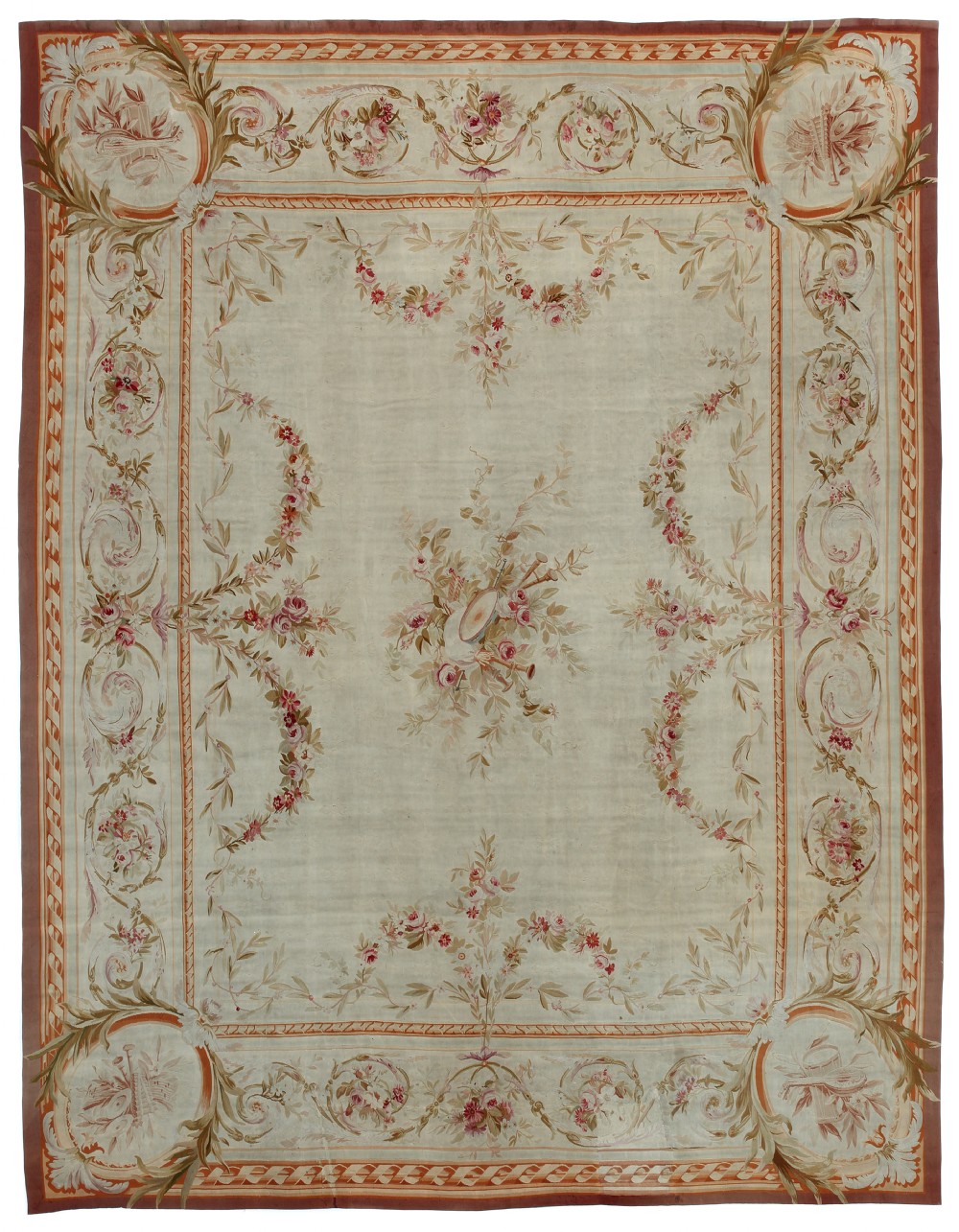 Antique Aubusson carpet, France, circa 1850