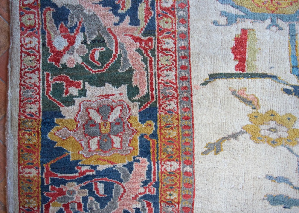 Rare ivory Antique Ziegler carpet View II