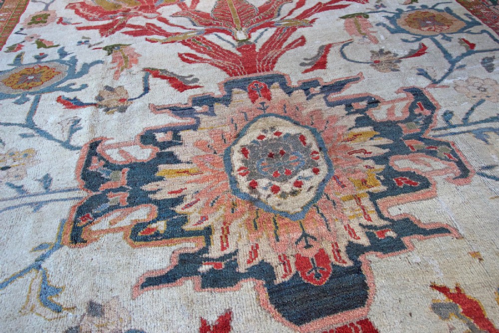 Rare ivory Antique Ziegler carpet View IV
