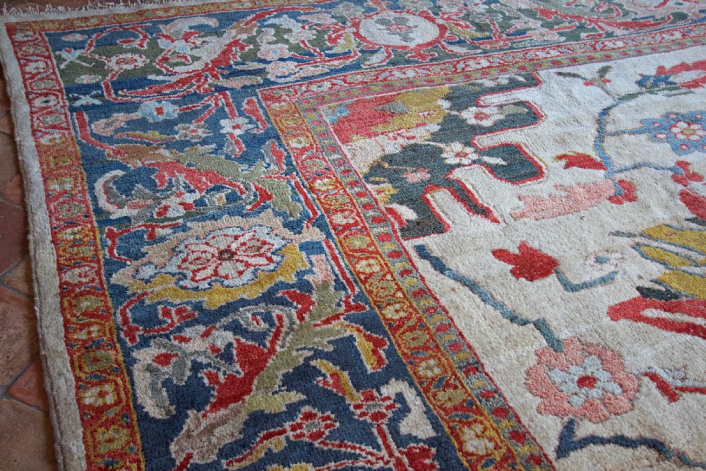 Rare ivory Antique Ziegler carpet View VI