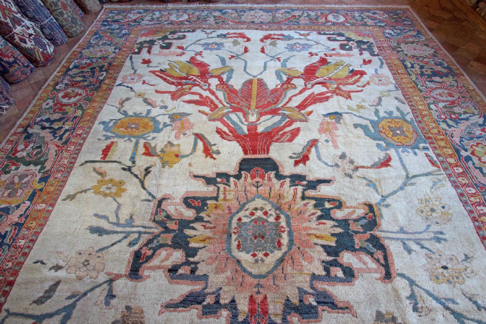 Rare ivory Antique Ziegler carpet View VIII