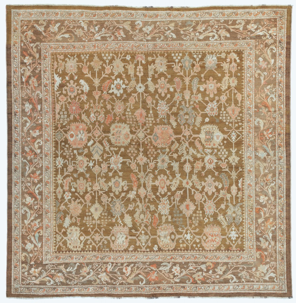 Rare Square Antique Ushak Carpet