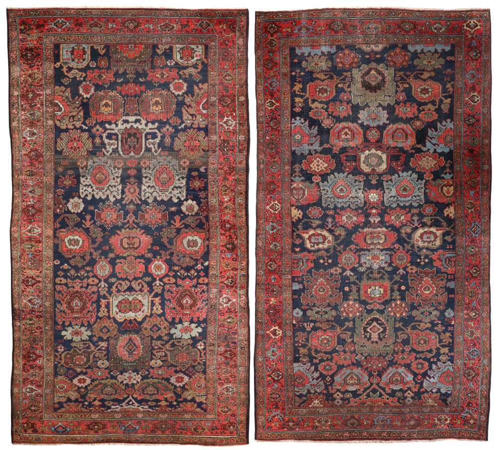 Rare Pair of Antique Farahan carpets