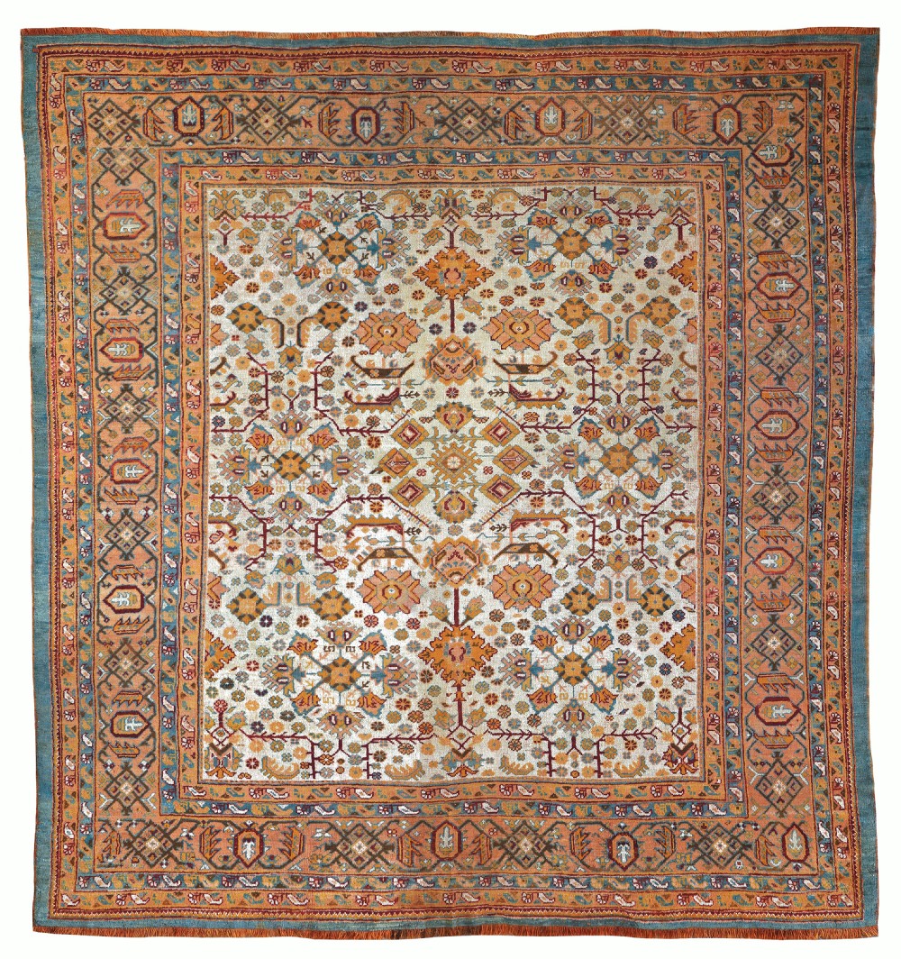 Rare Square Antique Ushak carpet