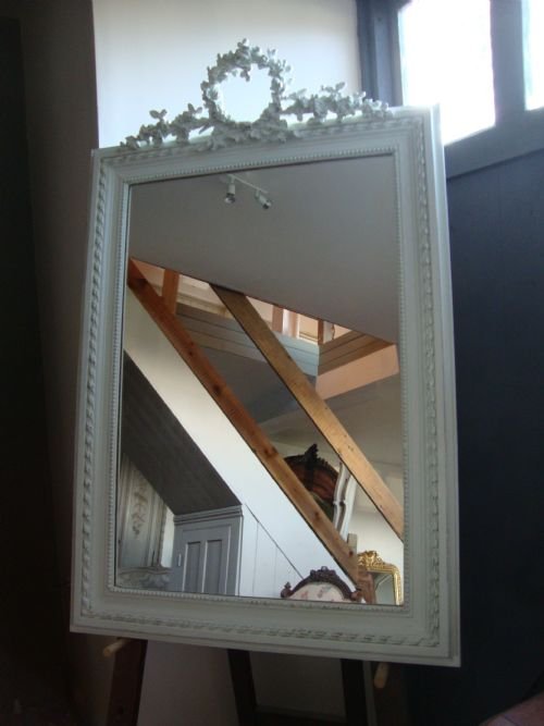 Antique French Classic Style Hand Painted Wall Mirror
