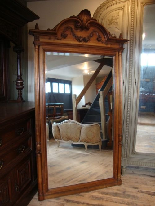 Antique French Henri 11 Style Walnut  Mirror

