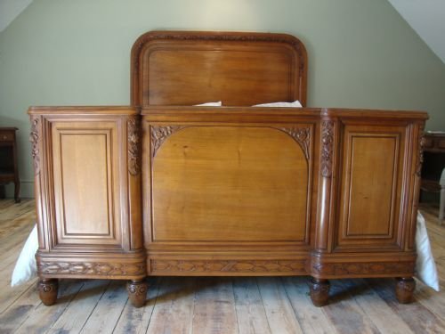 fig 1. ANTIQUE LOUIS XV1 STYLE WALNUT KING SIZE BED