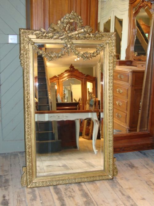 Antique French Louis Xv1 Style Gilded Mirror