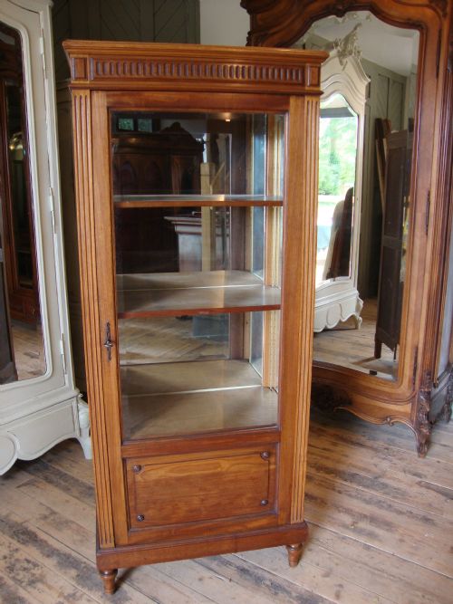 French Walnut Vitrine Display Cabinet