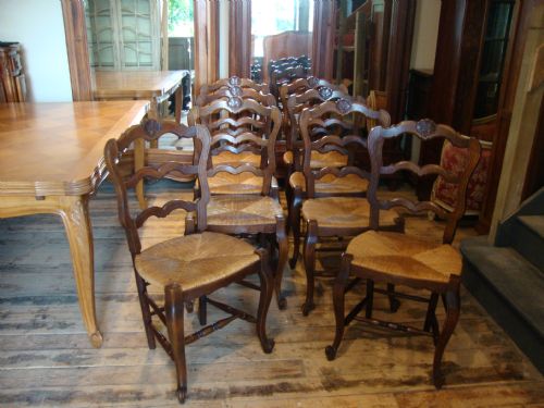 French Country Set 8 Oak Chairs