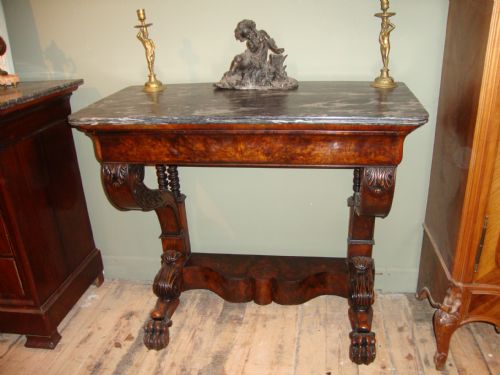 French Burr Walnut Console Table