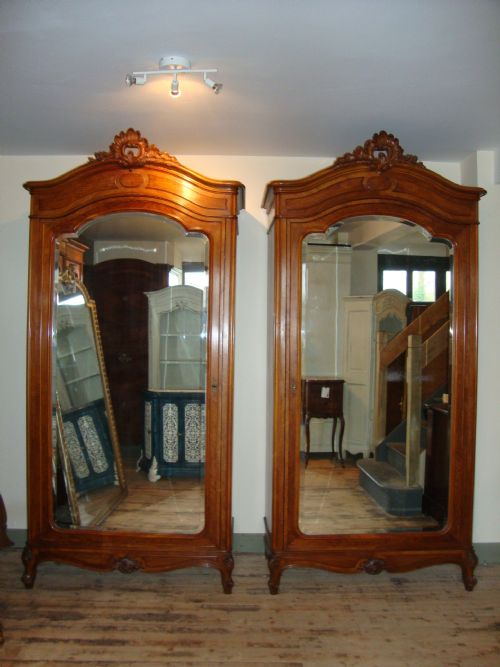 fig 1. PAIR MATCHING LOUIS XV STYLE FRENCH WALNUT ARMOIRES