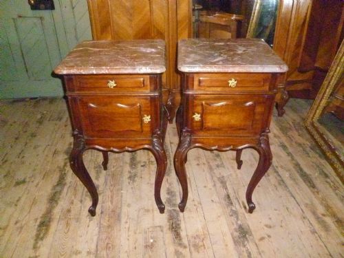 Pair of French Walnut Bedside Cabinets