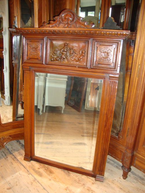 French Carved Walnut Mirror